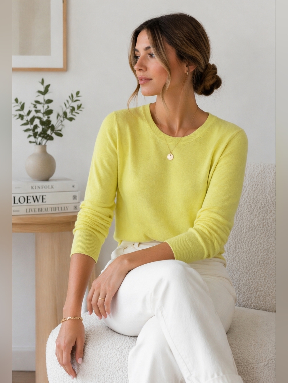 Banana Republic Silk Cashmere Sweater Chartreuse Green Lightweight Knit XS - Picture 2 of 4